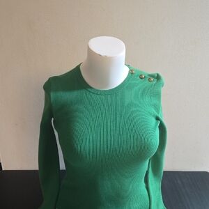 Lauren Ralph Lauren Green Sweater with Gold Buttons